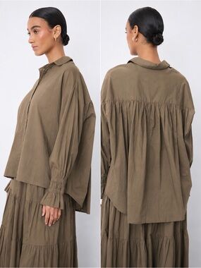 Notshy Paris Oversized Khaki Cotton Blouse – Size M